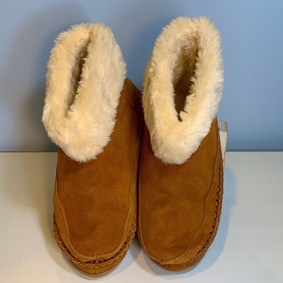 J. Crew Suede Slipper Boots Shearling Nutmeg NEW! - Picture 2 of 7